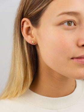 Pebble Yellow Gold Diamond Stud Earrings Earstuds Pruden and Smith   