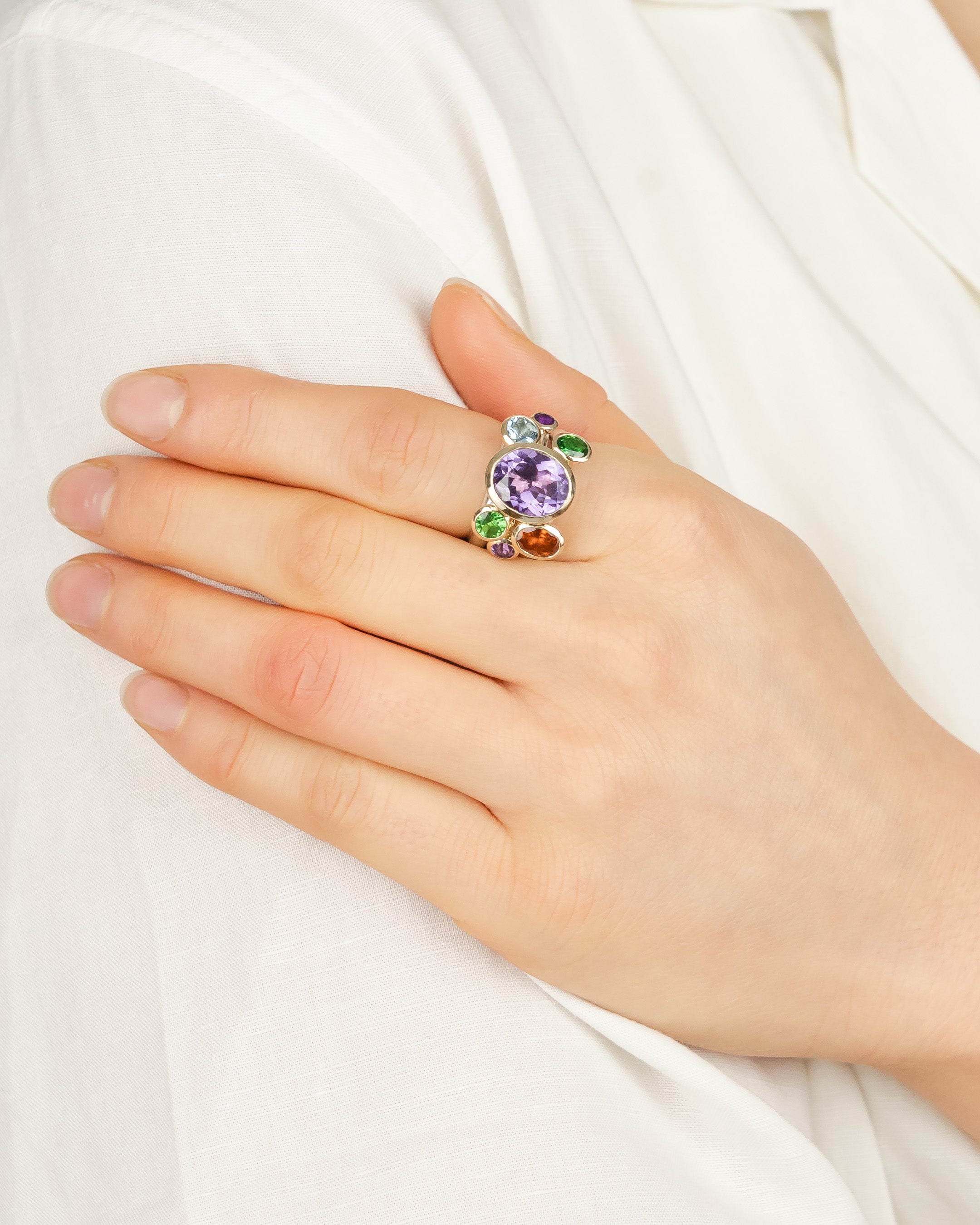 Amethyst, Citrine, Diamond and Sapphire Stacking Ring Set Ring Pruden and Smith