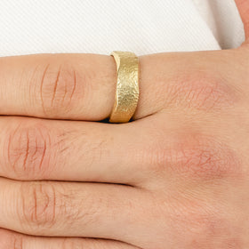 Side Hammered Textured Gold Wedding Band (8mm) Ring Pruden and Smith   