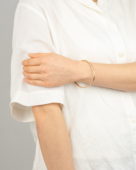 Hammered Solid 9ct Gold Round Bangle Bangle Pruden and Smith