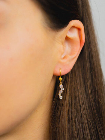 Water Bubbles Diamond Long Gold Drop Earrings Earring Pruden and Smith   