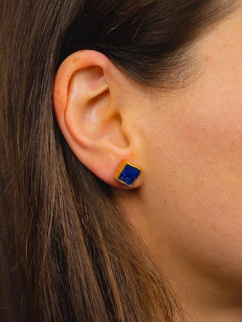 SALE SLIGHT SECONDS Lapis Lazuli Square Stud Earrings (12mm)  Pruden and Smith   