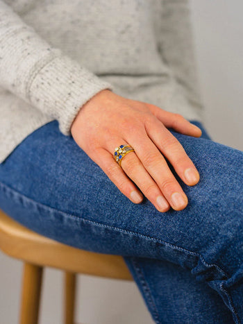 Rough Cut Lapis Lazuli Gold Stacking Ring Ring Pruden and Smith   