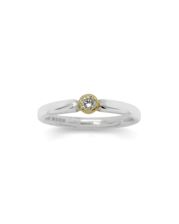 Dainty Silver and Yellow Gold Diamond Ring Ring Pruden and Smith   