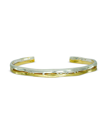 Trap Mixed Metal Solid Gold Diamond Bangle Bangle Pruden and Smith   