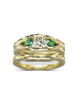 Trap Trilogy Emerald Diamond Engagement Ring Ring Pruden and Smith   