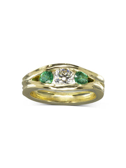 Trap Trilogy Emerald Diamond Engagement Ring Ring Pruden and Smith   
