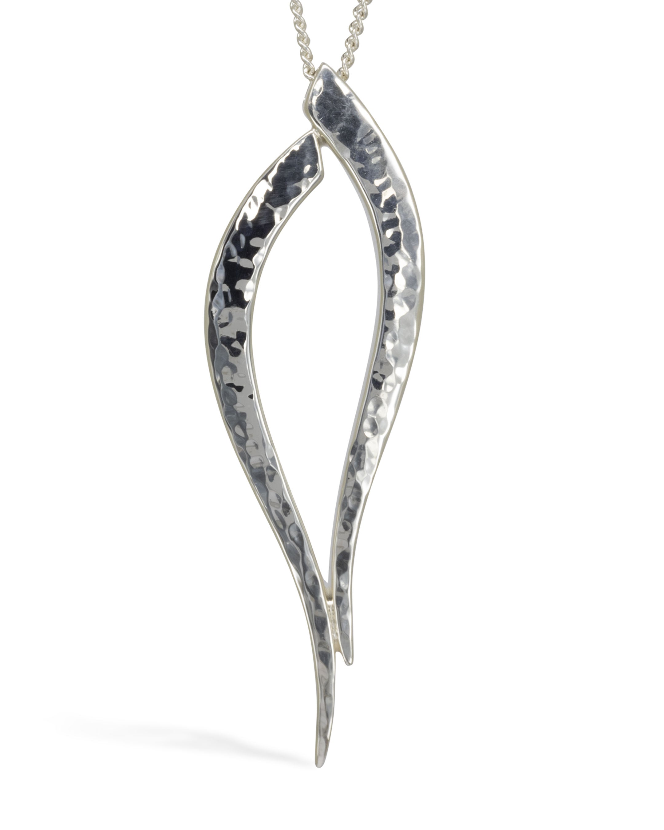 Forged Inwards Reversed Drop Silver Pendant Pruden and Smith