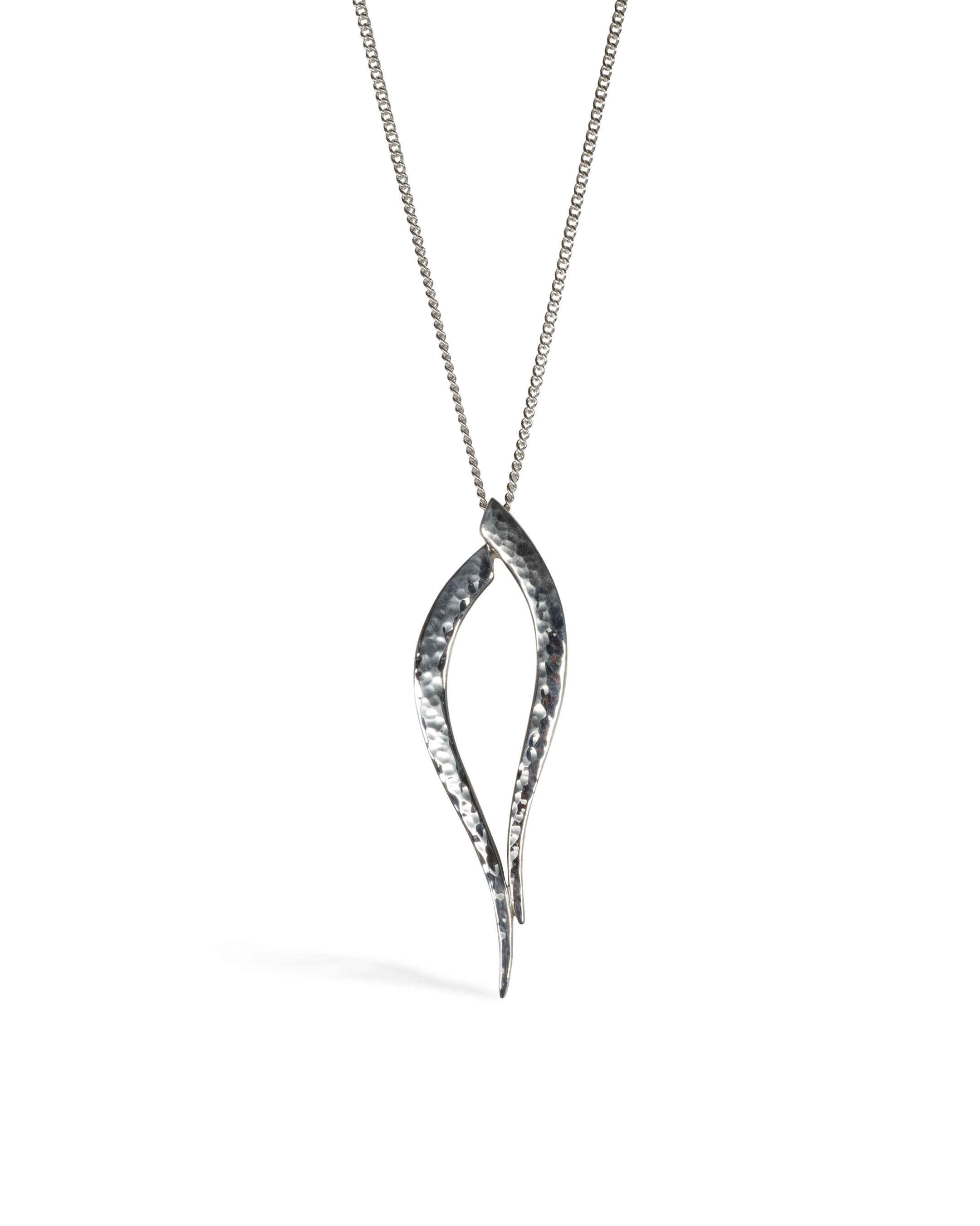 Forged Inwards Reversed Drop Silver Pendant Pruden and Smith