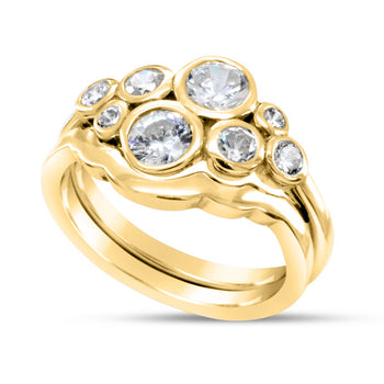 Water Bubbles Diamond Platinum Cluster Ring (Fitted Band Optional) Ring Pruden and Smith 18ct Yellow Gold  