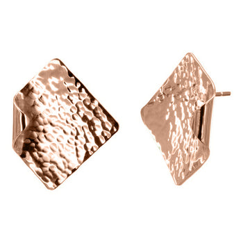 Hammered Square 9ct Gold Stud Earrings Earring Pruden and Smith 12mm 9ct Rose Gold 
