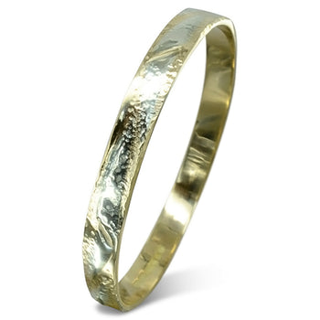 Hammered Yellow and White Solid Gold Bangle Bangle Pruden and Smith   