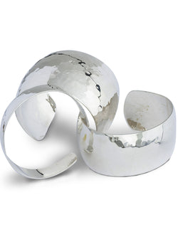 Hammered Convex Silver Cuff Bangles Bangle Pruden and Smith   