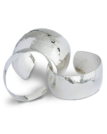 Hammered Convex Silver Cuff Bangles Bangle Pruden and Smith   