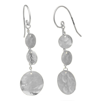 Marwar Hammered Disc Dangly Earrings Earring Pruden and Smith Silver  