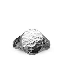 Hammered Platinum Signet Ring Ring Pruden and Smith   