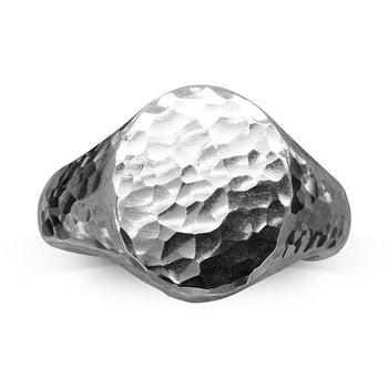 Hammered Platinum Signet Ring Ring Pruden and Smith   
