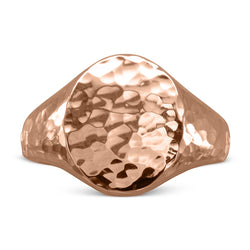 Hammered Rose Gold Signet Ring Ring Pruden and Smith   