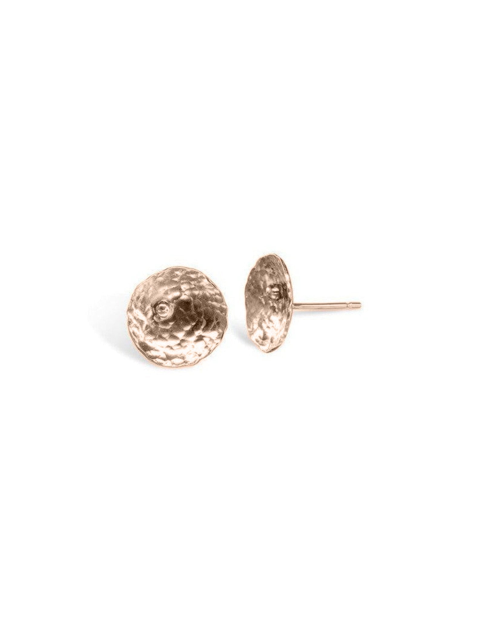 Hammered Round Gold Bead Stud Earrings Earrings Pruden and Smith 9ct Rose Gold