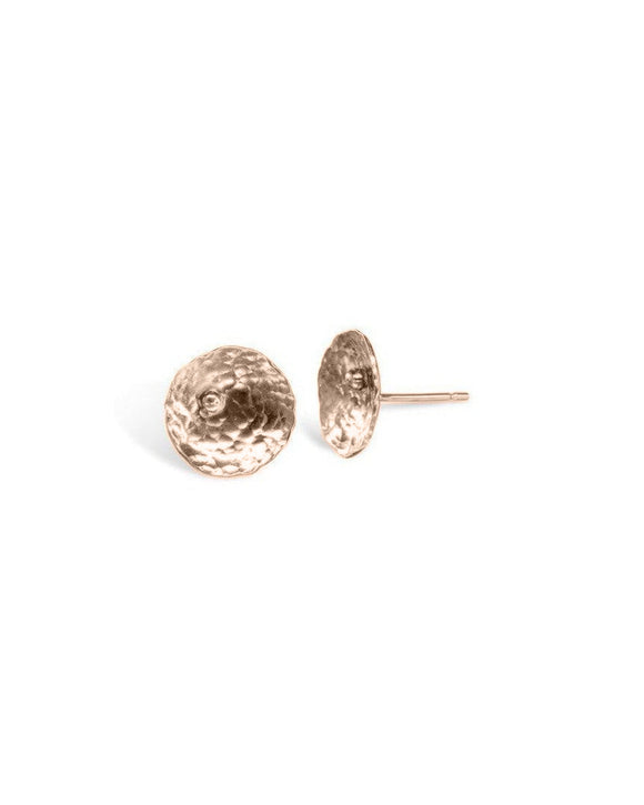 Hammered Round Gold Bead Stud Earrings Earrings Pruden and Smith 9ct Rose Gold