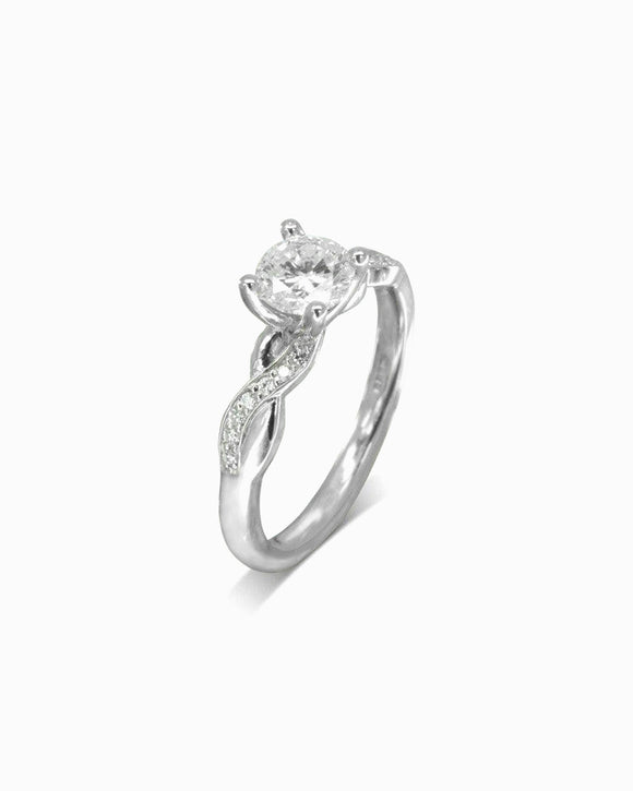 Twist Round Brilliant Diamond Engagement Ring Ring Pruden and Smith