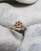 Nugget Silver and Rose Gold Ruby Flower Ring Ring Pruden and Smith   