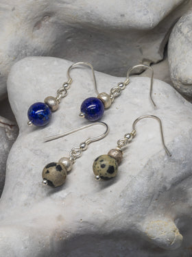 Gemstone Silver Nugget Earrings 8mm Earstuds Pruden and Smith   