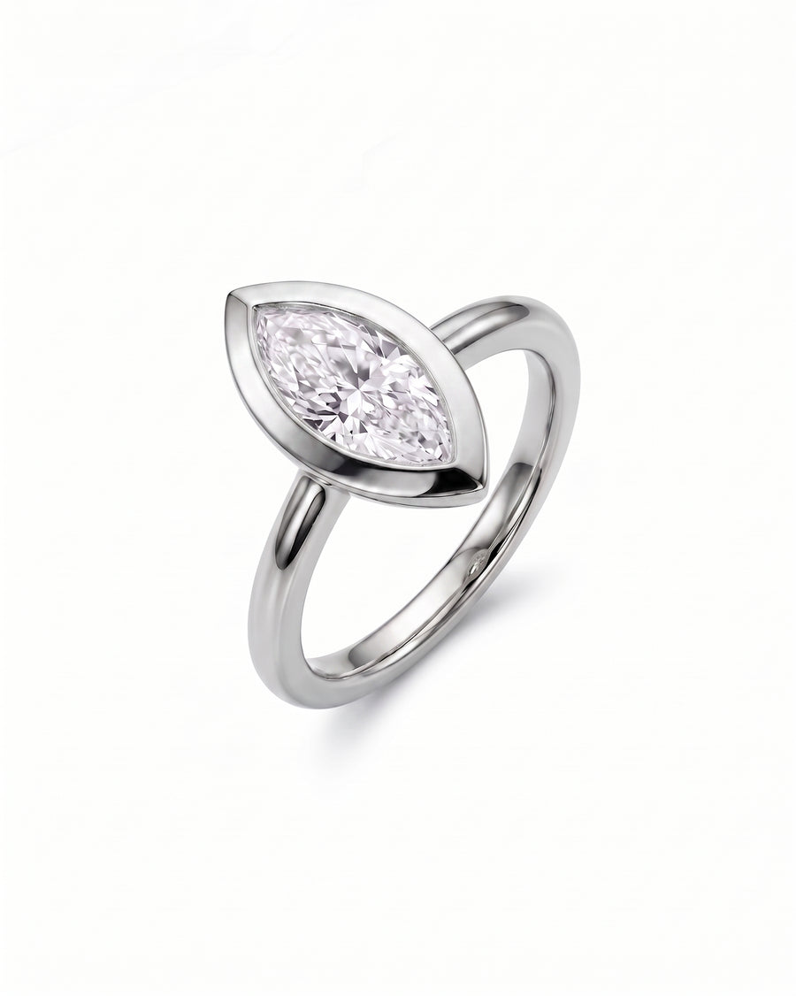 Marquise Cut Bezel Cathedral Engagement Ring
