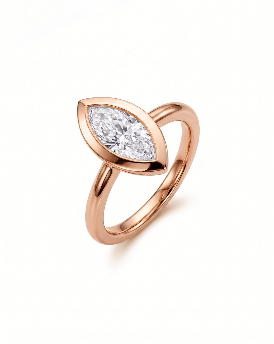 Marquise Cut Bezel Cathedral Engagement Ring