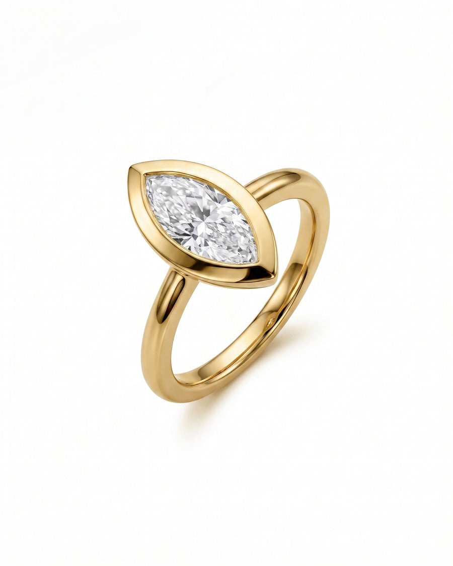 2.02ct Lab-Grown Marquise Cut Bezel Cathedral Engagement Ring
