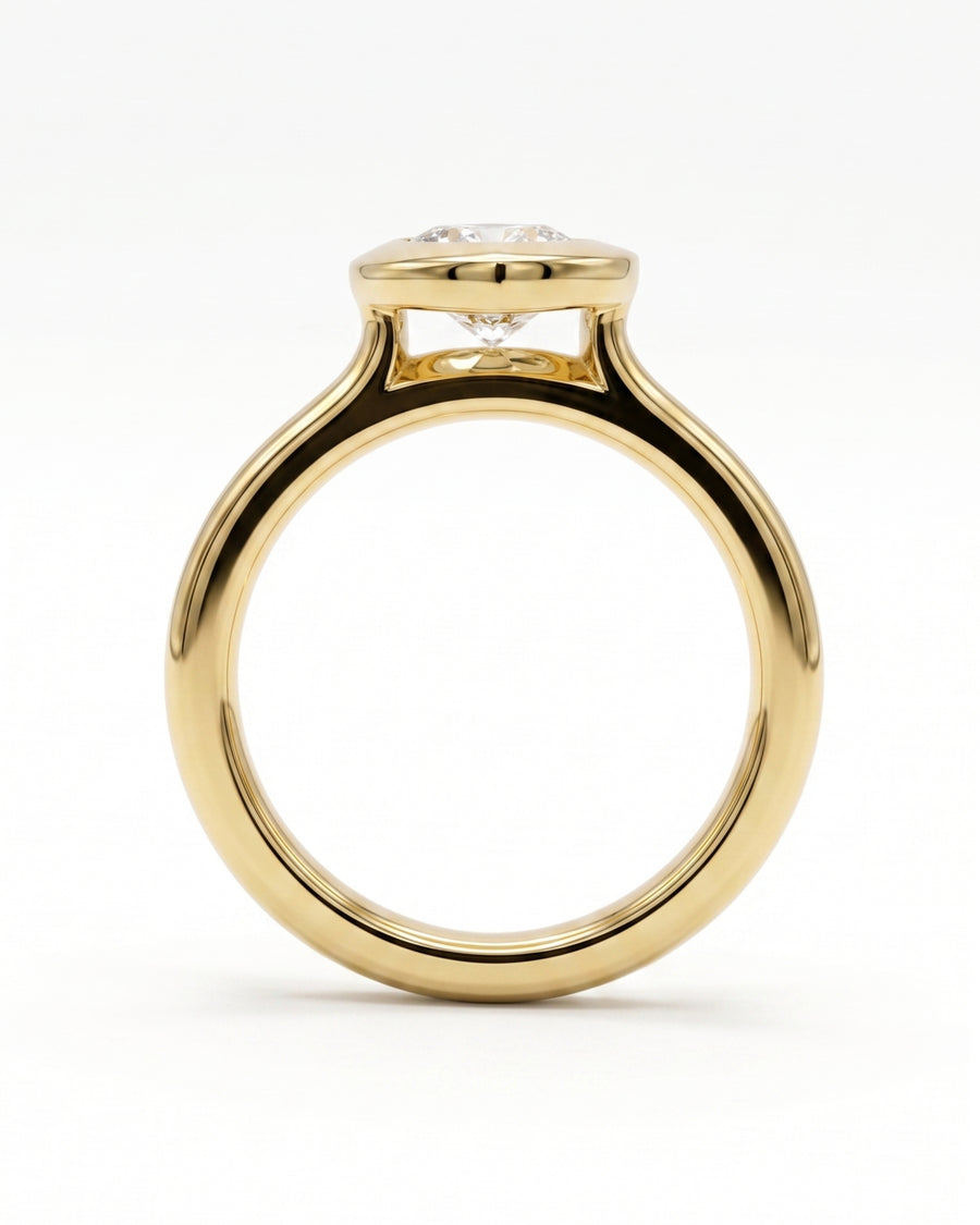 2.02ct Lab-Grown Marquise Cut Bezel Cathedral Engagement Ring