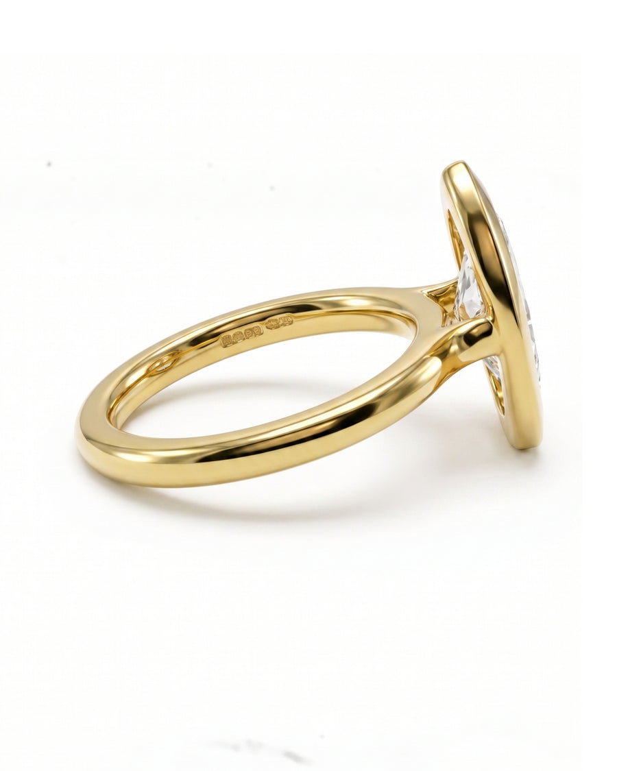 2.02ct Lab-Grown Marquise Cut Bezel Cathedral Engagement Ring