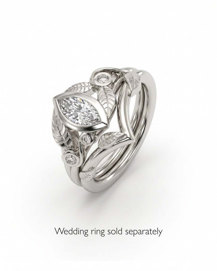 0.6ct Natural Marquise Leaf Engagement Ring