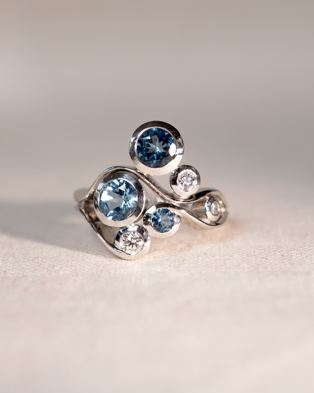 Organic Unique Ring on White Material Background