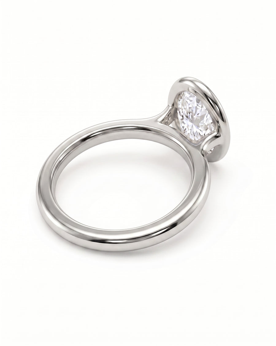Oval Cut Bezel Cathedral Engagement Ring