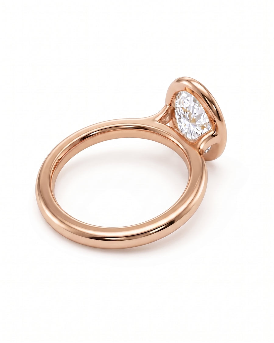 Oval Cut Bezel Cathedral Engagement Ring