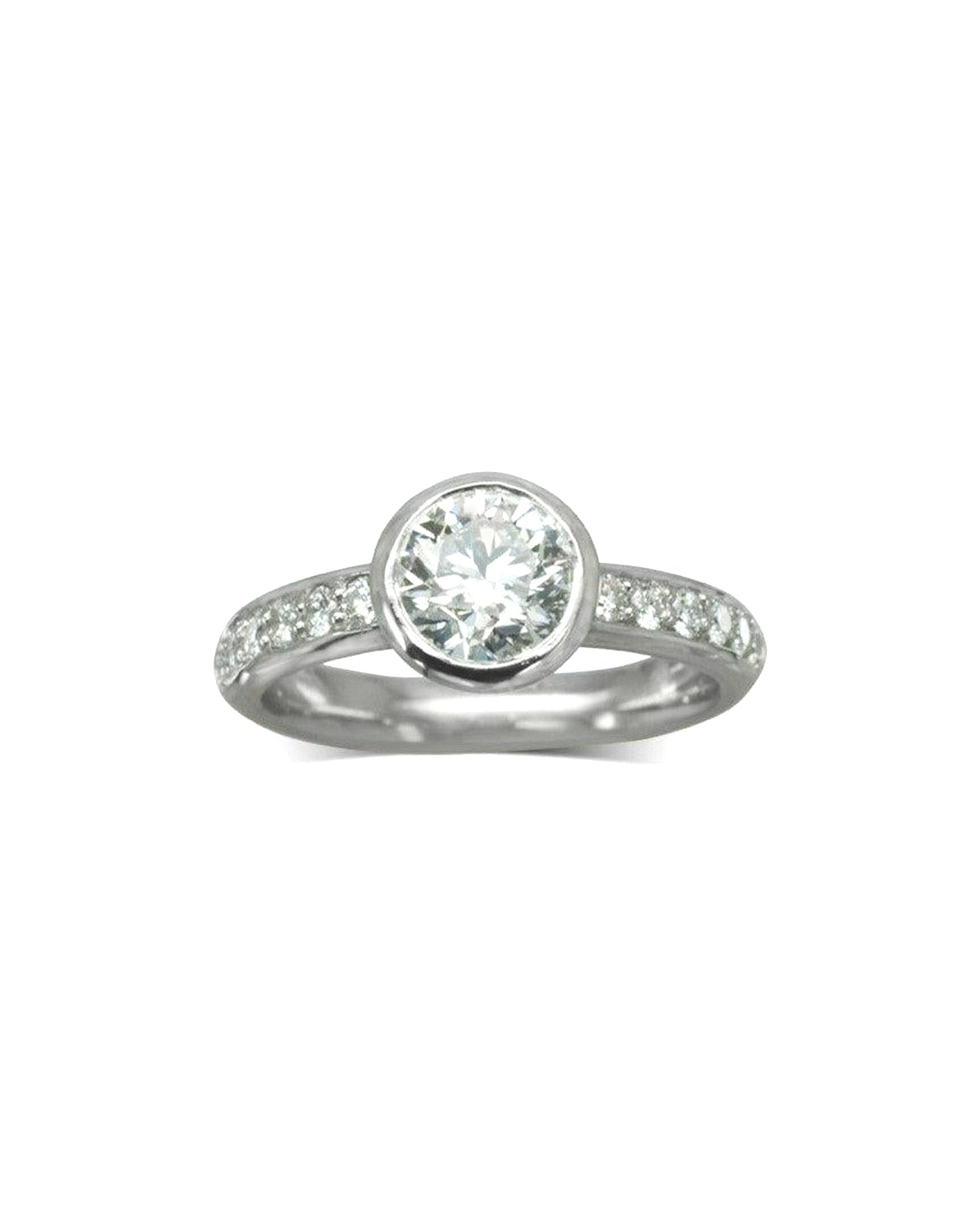 Pavé Rub Over Diamond Engagement Ring Ring Pruden and Smith