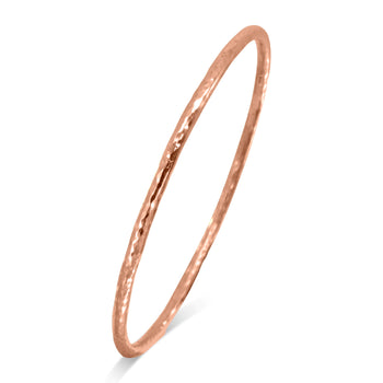 Hammered Solid 9ct Gold Round Bangle Bangle Pruden and Smith Large (68mmID) 9ct Rose Gold 