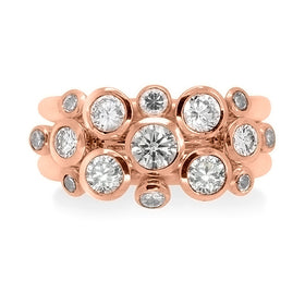 Platinum Diamond Cluster Stacking Rings Ring Pruden and Smith 18ct Rose Gold  