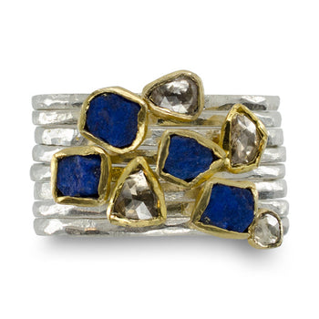 Rough Cut Lapis Lazuli Silver Stacking Ring Ring Pruden and Smith   