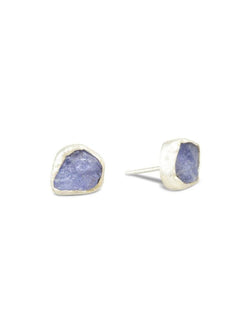 Tanzanite Rough Chunk Silver Stud Earrings Earstuds Pruden and Smith   