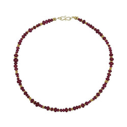 Ruby and Yellow Gold Necklace Necklace Pruden and Smith 3-5mm fine natural ruby and 9ct yellow gold beads (main pictures)  