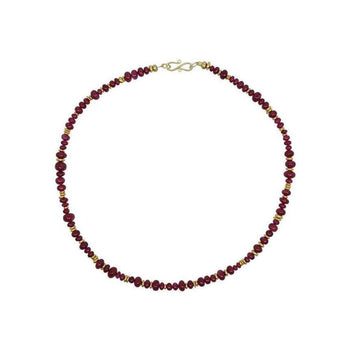 Ruby and Yellow Gold Necklace Necklace Pruden and Smith 3-5mm fine natural ruby and 9ct yellow gold beads (main pictures)  