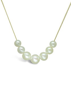 Seven Pearl 9ct Yellow Gold Necklace Necklace Pruden and Smith   
