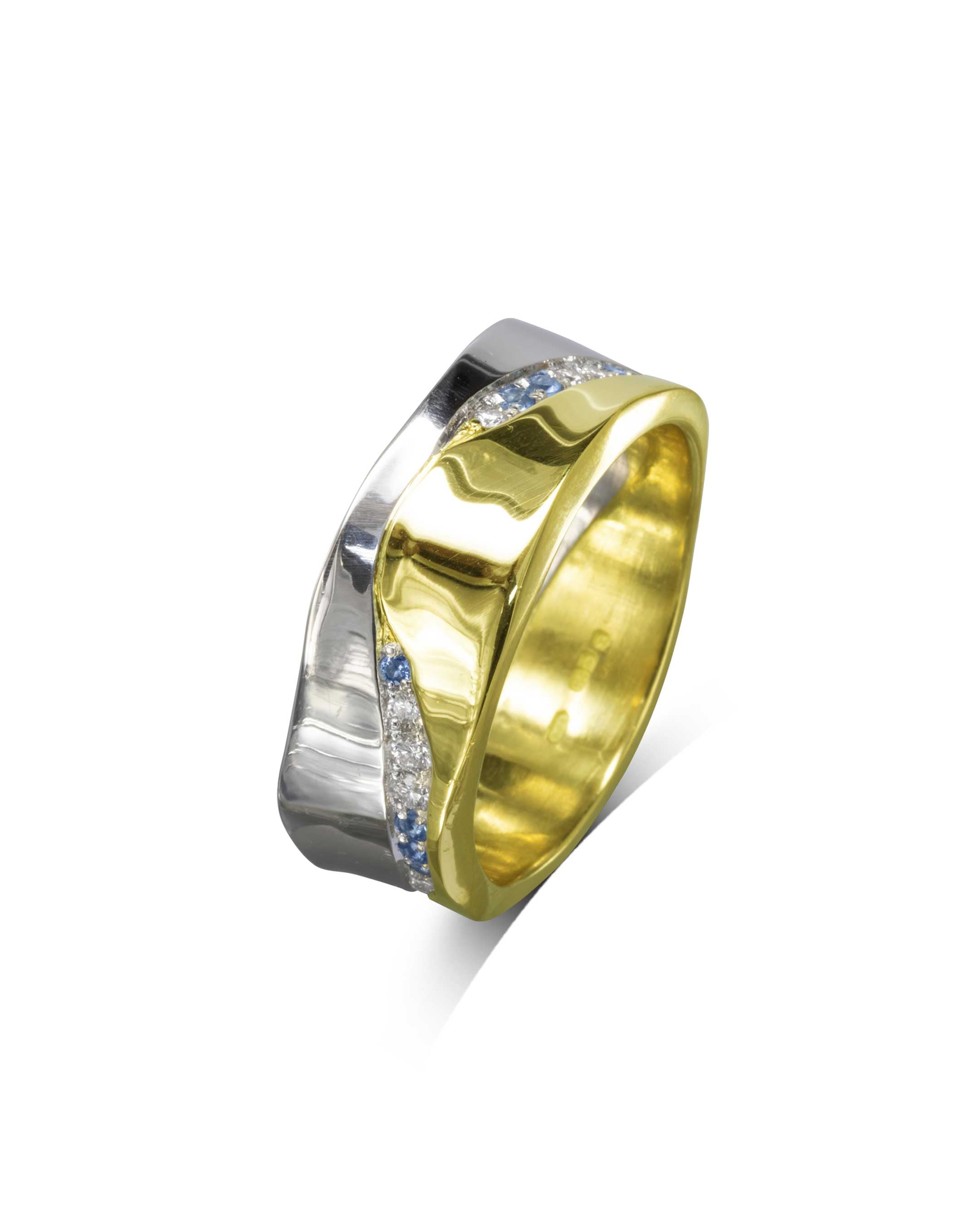 Mixed Metal Diamond and Sapphire Eternity Ring Pruden and Smith