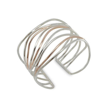 Nine Strand 9ct Rose Gold and Silver Cuff Bangle Bangle Pruden and Smith   