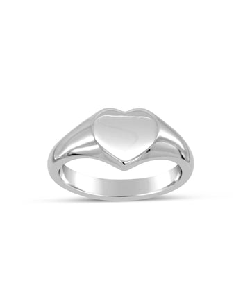 Silver Heart Signet Ring Ring Pruden and Smith   
