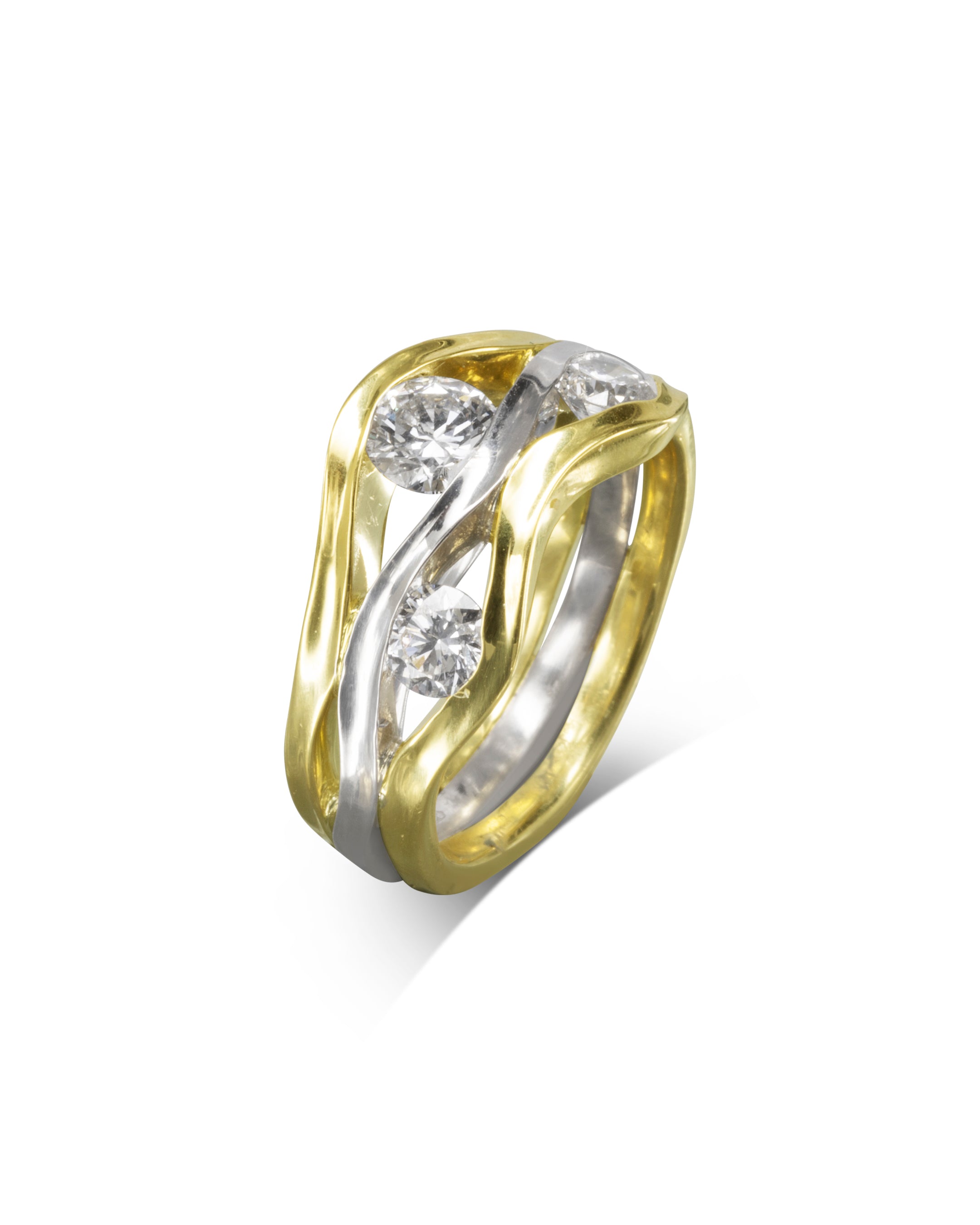 Trap Two Colour Three Diamond Ring Ring Pruden and Smith