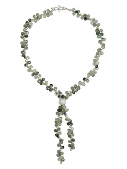 Teardrop Gemstone Tassel Necklace Necklace Pruden and Smith   