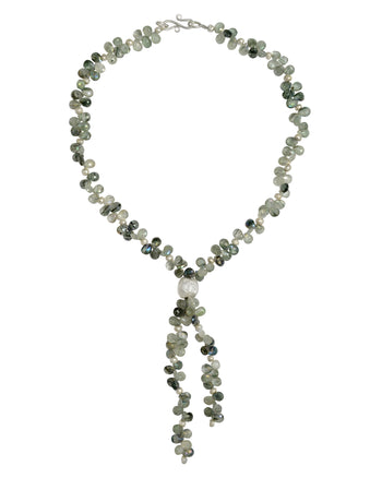Teardrop Gemstone Tassel Necklace Necklace Pruden and Smith   